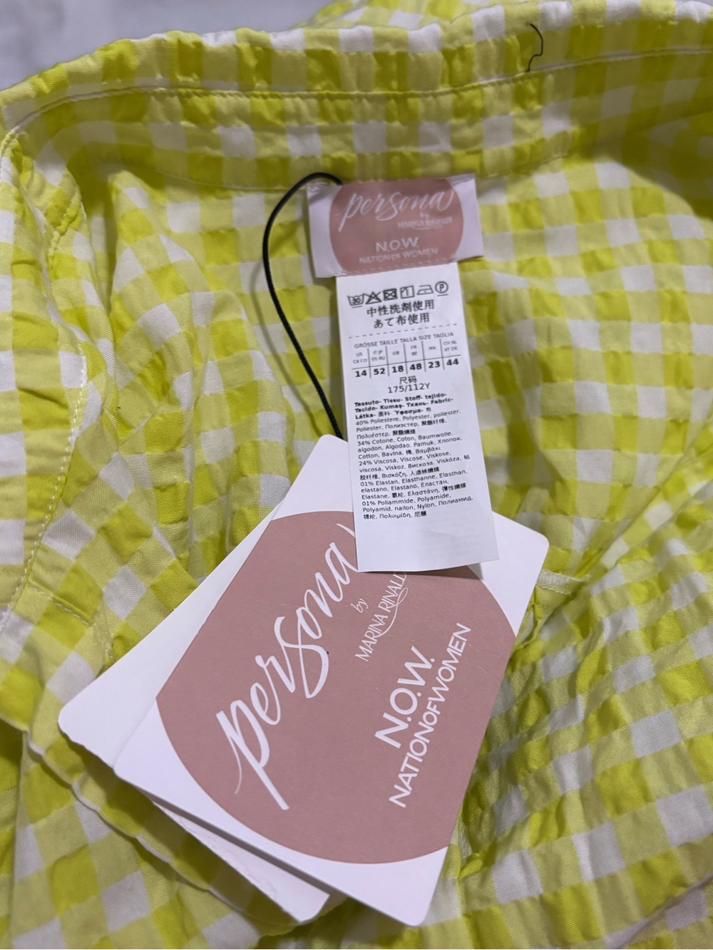 NWT PERSONA by Marina Rinaldi Women’s Yellow Gingham Midi Shirt Dress with Belt - Picture 12 of 16